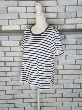 • Alfred Dunner Women's Short Sleeve Striped Nautical T-Shirt Sz Small Multi.